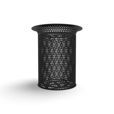 Black Wabash Valley Flared Commercial Trash Receptacle, Diamond, plastisol coated steel with a flared top, model FR400D, gas station trash can