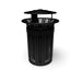 Black Wabash Valley Oxford Commercial Trash Receptacle, No Side Opening, slatted aluminum body and bonnet lid, liner included, model TJ3B33P, modern outdoor trash can