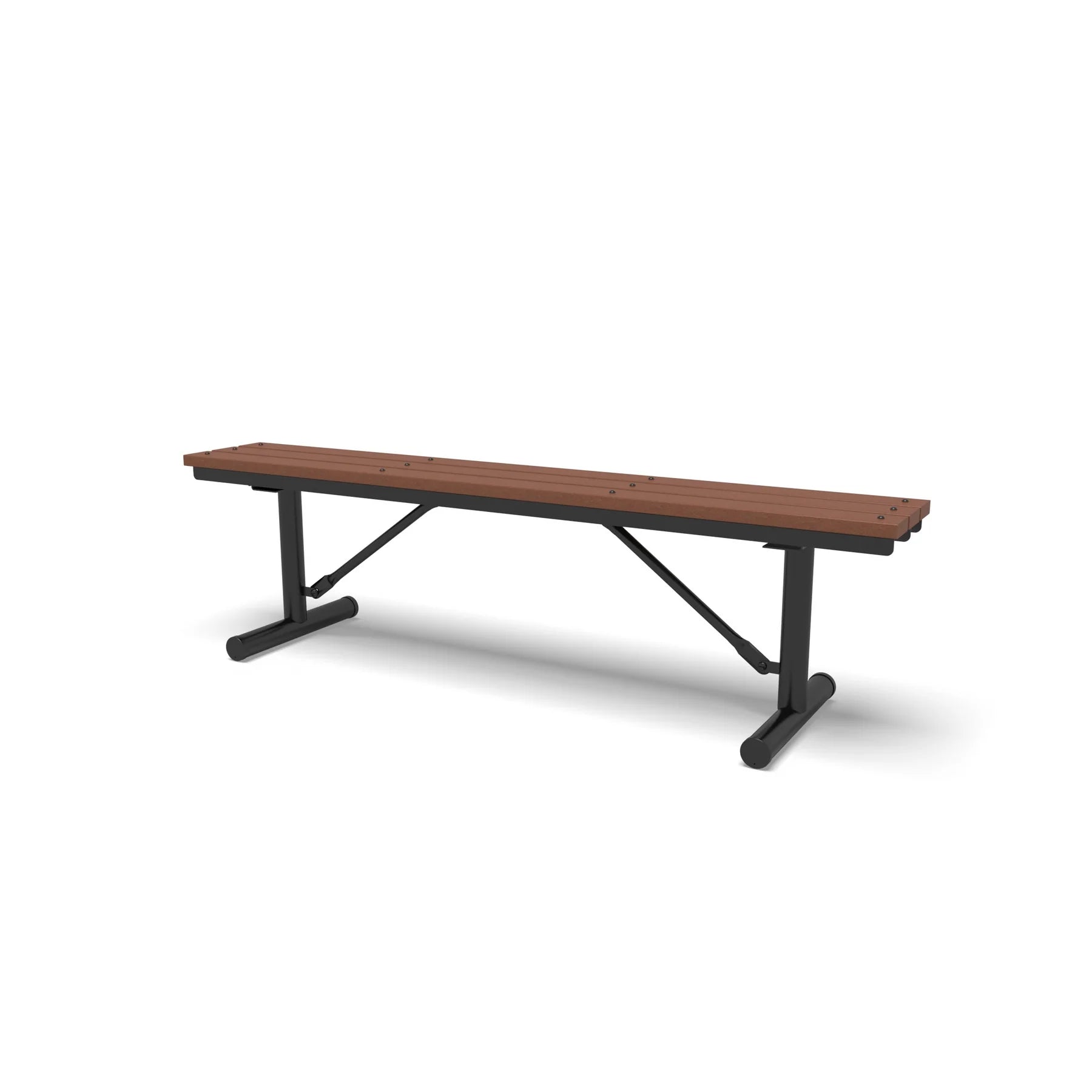 Black Wabash Valley Rinnova Recycled Plastic Backless Bench with Cedar planks, Portable braced legs, player bench