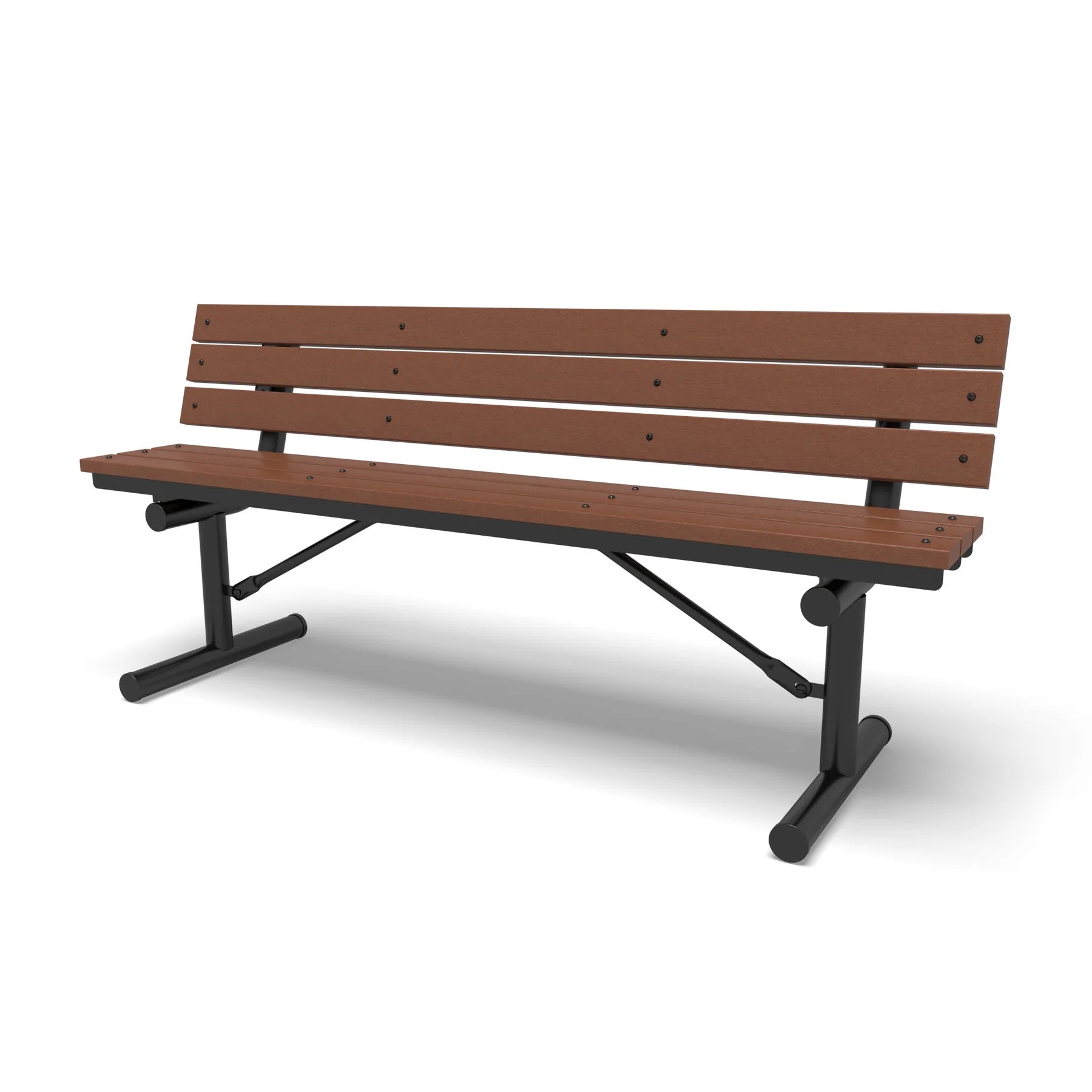 Black Wabash Valley Rinnova Recycled Plastic Bench with Cedar planks, Portable braced legs, outdoor bench with back