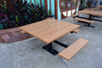 Black Wabash Valley Rinnova Square Picnic Table, Surface Mount, Cedar recycled plastic top with a center umbrella hole, outdoor restaurant table