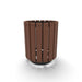 Black Wabash Valley Rinnova Trash Receptacle, Cedar Slats, recycled plastic planks on a black powder-coated steel frame, model RV300G, recycled plastic trash can