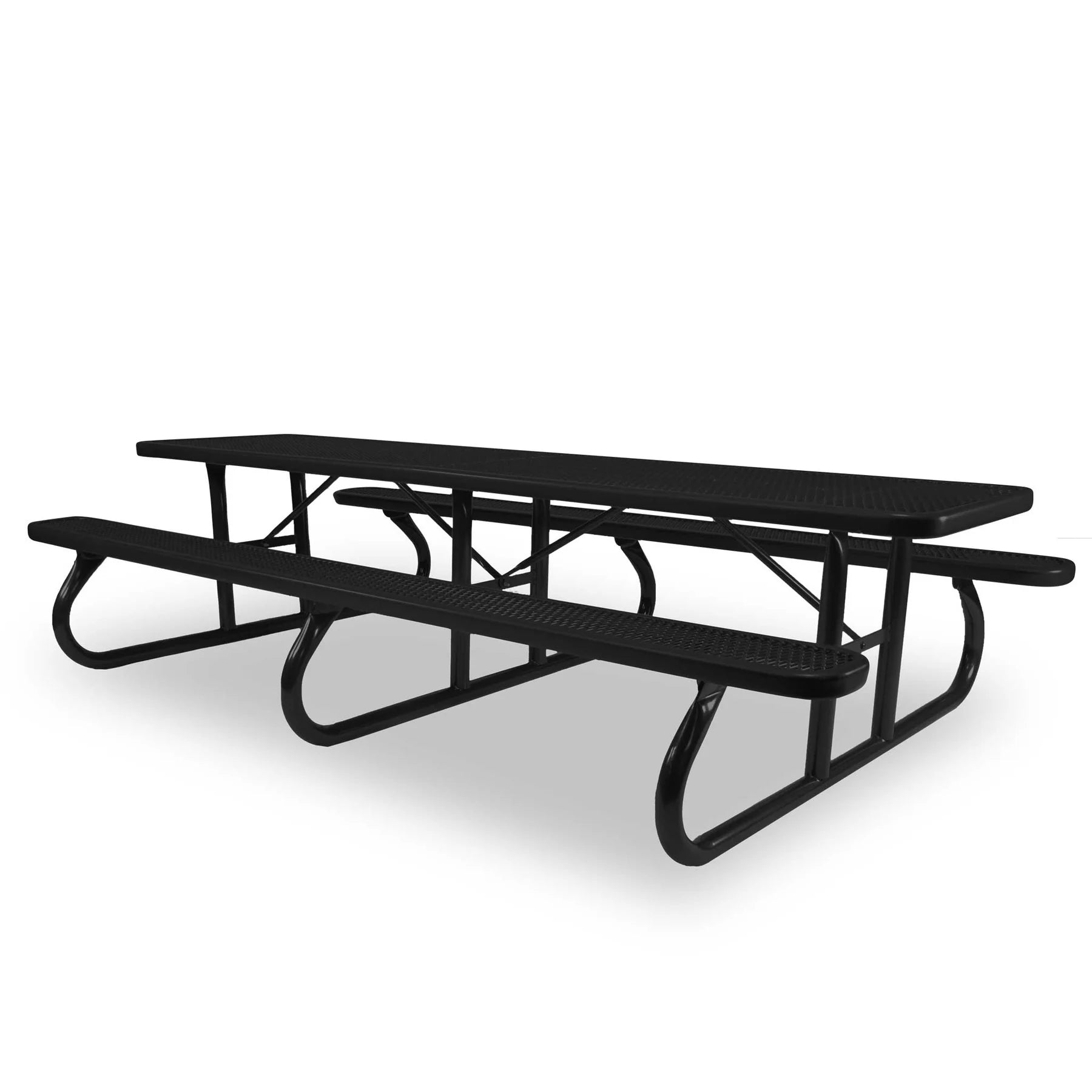 Black Wabash Valley Shelter Signature 10 ft Diamond Metal Portable Picnic Table in plastisol-coated steel, a long picnic table with a third center leg