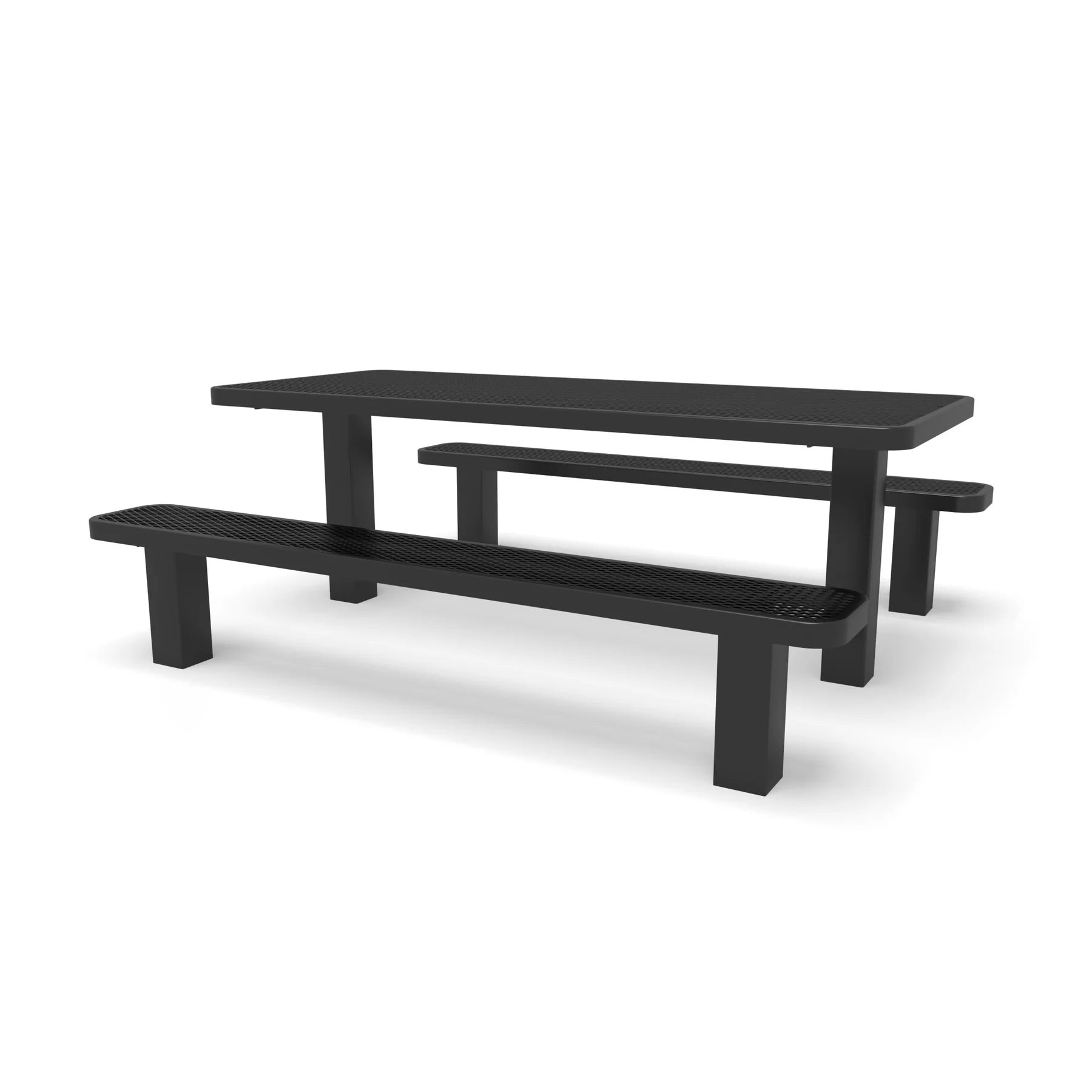 Black Wabash Valley Signature Multi-Pedestal 6 ft Diamond Inground Picnic Table in plastisol-coated steel, model SG205D, bulk picnic tables