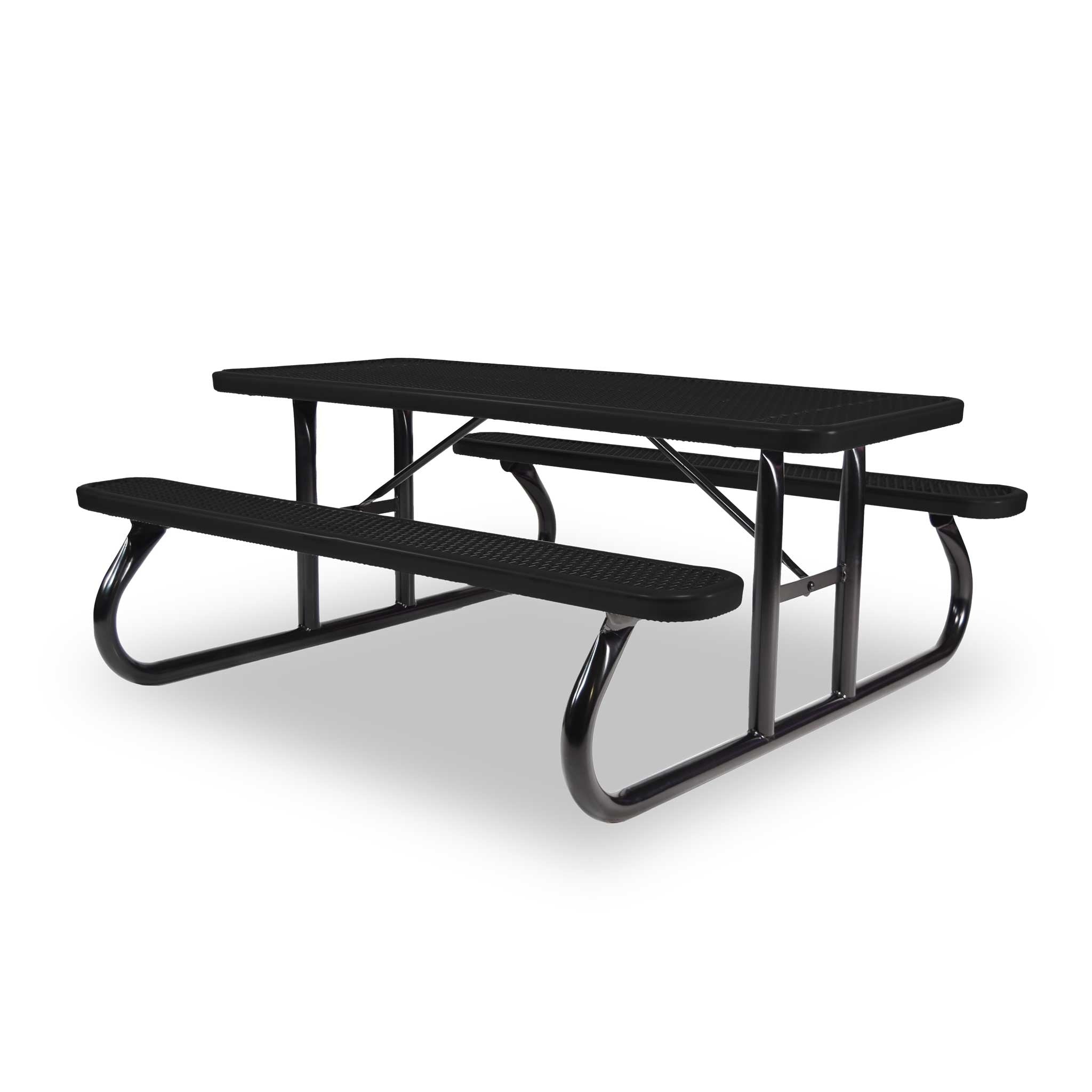 Black Wabash Valley Signature Portable Picnic Table, black top, seats and frame, Standard seating, Diamond pattern, coated picnic tables