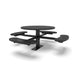 Black Wabash Valley Signature Round Pedestal Picnic Table, Perforated, Standard - 4 Seats - Surface Mount, in plastisol-coated steel, model SG244P, round outdoor metal table