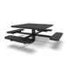 Black Wabash Valley Signature Square Pedestal Picnic Table, Perforated, Standard - 4 Seats - Inground - 46 Inch, in plastisol-coated steel, model SG230P, square outdoor dining table