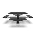 Black Wabash Valley Signature Square Pedestal Picnic Table, Perforated, Standard - 4 Seats - Surface Mount - 46 Inch, in plastisol-coated steel, model SG229P, square metal patio table