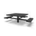 Black Wabash Valley Signature Square Pedestal Picnic Table, Perforated, Standard - ADA Accessible - Inground - 46 Inch, in plastisol-coated steel, model SG235P, square outdoor dining table