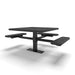 Black Wabash Valley Signature Square Pedestal Picnic Table, Perforated, Standard - ADA Accessible - Surface Mount - 46 Inch, in plastisol-coated steel, model SG234P, square outdoor dining table