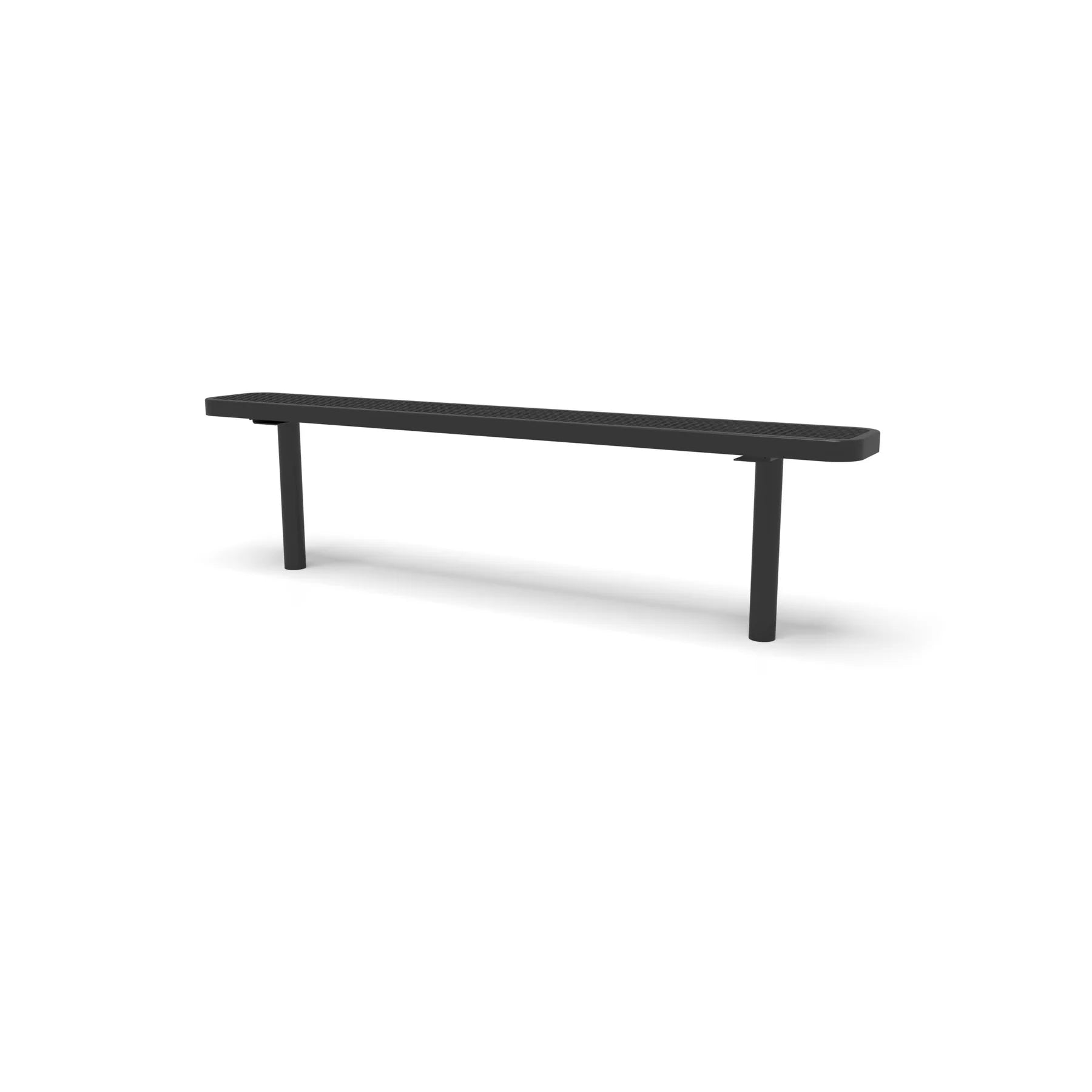 Black Wabash Valley Signature Steel Backless Bench, Diamond, 6' Inground posts, all black, plastisol-coated steel, team bench