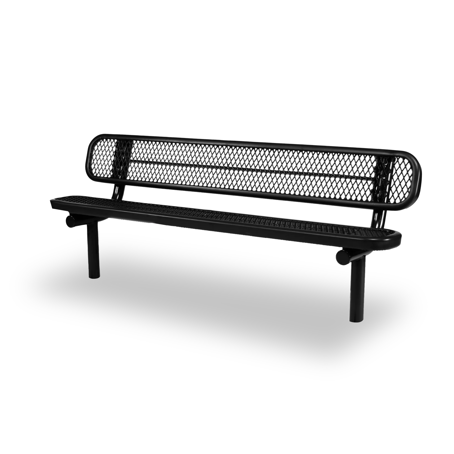 Black Wabash Valley Signature Steel Bench, Diamond seat and back, Inground legs, commercial benches