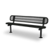 Black Wabash Valley Signature Steel Bench, Diamond seat and back, Surface Mount base plates, metal bench with back