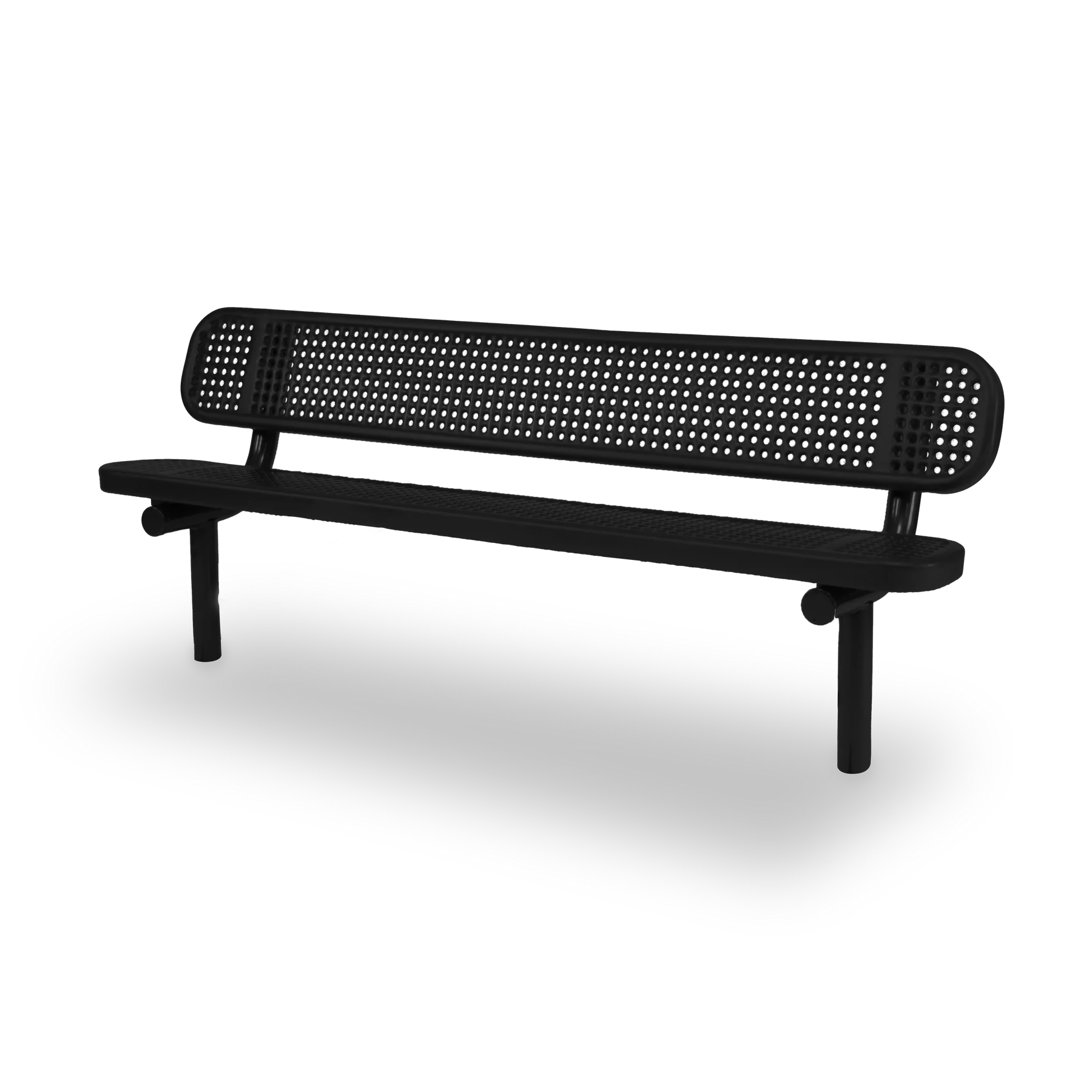 Black Wabash Valley Signature Steel Bench, Perforated seat and back, Inground legs, inground bench