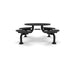 Black Wabash Valley Spyder Round Picnic Table, Diamond plastisol coated steel, 4 attached seats, model SY110D, round outdoor table with umbrella hole