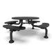 Black Wabash Valley Spyder Round Picnic Table, Perforated plastisol coated steel, 4 attached seats, model SY110P, round outdoor table with umbrella hole