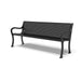 Black Wabash Valley Steel Covington Bench, round perforated steel seat, cast aluminum frame, model CO1116C, 6 ft outdoor bench
