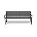 Black Wabash Valley Steel Covington Bench, vertical slat steel seat, cast aluminum frame, front view, model CO1113C, outdoor park bench