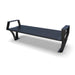 Black Wabash Valley Woodridge Backless Aluminum Bench, wide horizontal slat seat with arms, cast aluminum legs, surface mount, model WO1419S, rooftop furniture