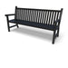 Black Wabash Valley Yorktown Aluminum Bench, vertical slat back and slatted seat, powder-coated aluminum, model YO1113C, slatted bench
