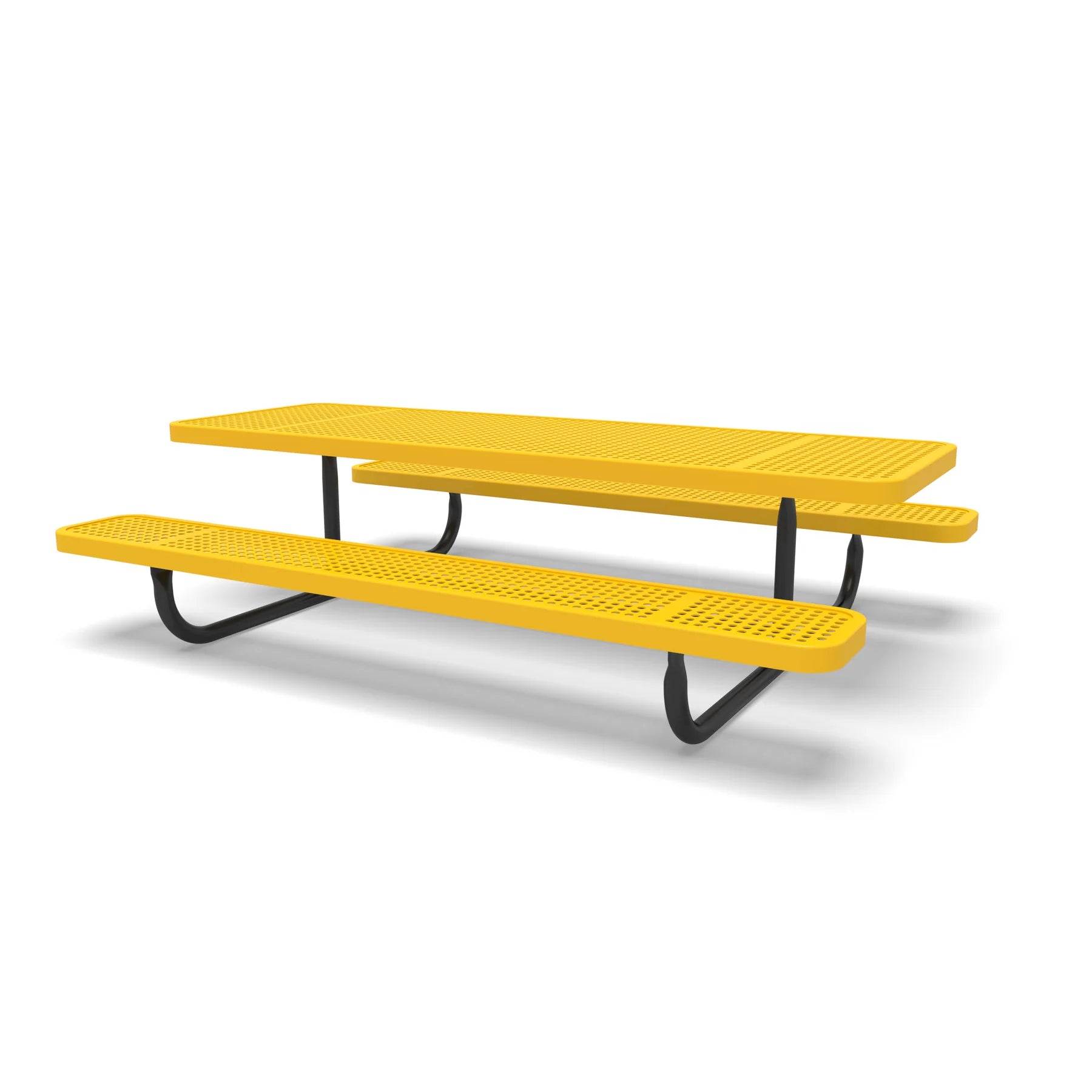 Black & Yellow Wabash Valley Children's Signature Perforated Metal Portable Picnic Table in plastisol-coated steel, a kids outdoor dining table