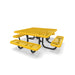Black & Yellow Wabash Valley Children's Signature Square Diamond Metal Portable Picnic Table in plastisol-coated steel, a preschool picnic table with four separate seats