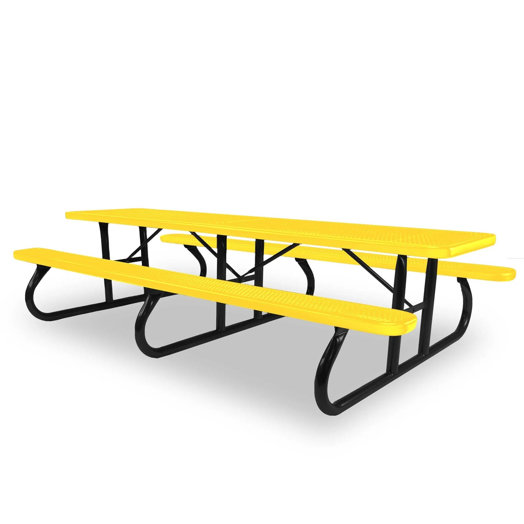 Black & Yellow Wabash Valley Shelter Signature 10 ft Diamond Metal Portable Picnic Table in plastisol-coated steel, a 10 ft picnic table