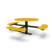 Black & Yellow Wabash Valley Signature Round Pedestal Picnic Table, Diamond, Standard - ADA Accessible - Surface Mount, in plastisol-coated steel, model SG249D, ada compliant table