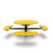 Black & Yellow Wabash Valley Signature Round Pedestal Picnic Table, Perforated, Standard - 4 Seats - Inground, in plastisol-coated steel, model SG245P, round outdoor metal table