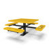 Black & Yellow Wabash Valley Signature Square Pedestal Picnic Table, Diamond, Standard - 4 Seats - Surface Mount - 46 Inch, in plastisol-coated steel, model SG229D, expanded metal table