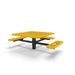 Black & Yellow Wabash Valley Signature Square Pedestal Picnic Table, Diamond, Standard - ADA Accessible - Inground - 46 Inch, in plastisol-coated steel, model SG235D, square outdoor dining table