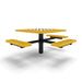 Black & Yellow Wabash Valley Signature Square Pedestal Picnic Table, Diamond, Chessboard - ADA Accessible - Inground - 46 Inch, in plastisol-coated steel, model SP230D, chess and checkers table
