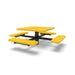 Black & Yellow Wabash Valley Signature Square Pedestal Picnic Table, Perforated, Standard - 4 Seats - Inground - 40 Inch, in plastisol-coated steel, model SG215P, 40 inch square table