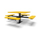Black & Yellow Wabash Valley Signature Square Pedestal Picnic Table, Perforated, Standard - 4 Seats - Surface Mount - 46 Inch, in plastisol-coated steel, model SG229P, square outdoor dining table