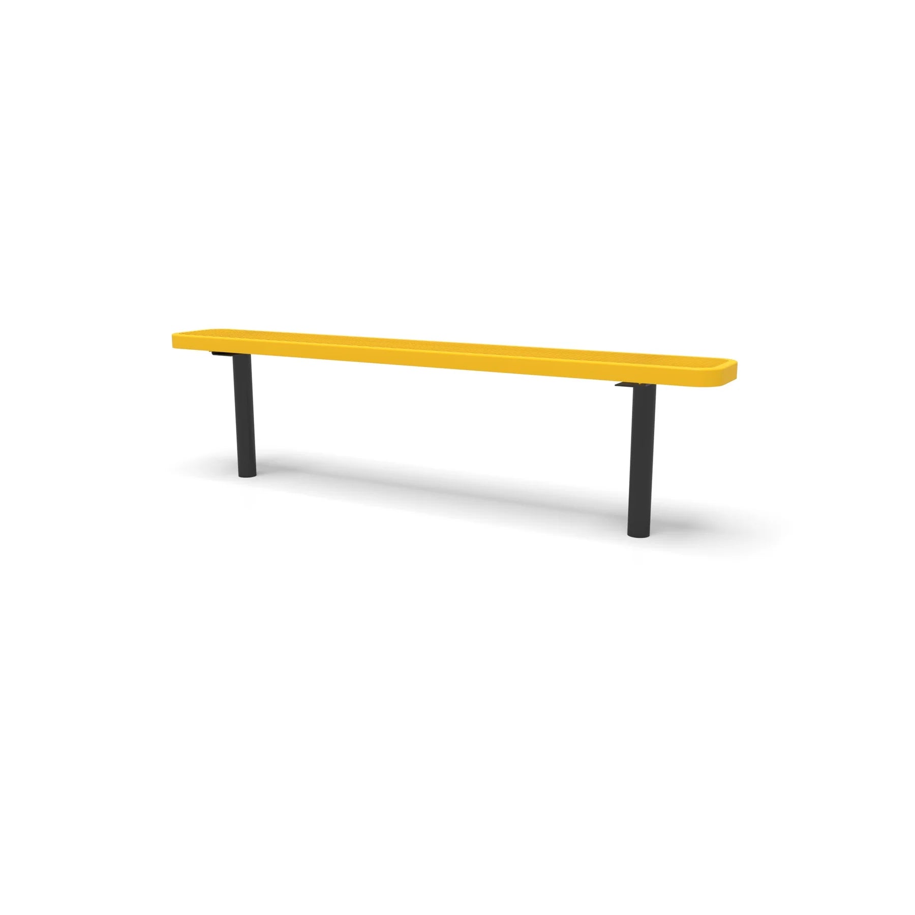 Black & Yellow Wabash Valley Signature Steel Backless Bench, Diamond, 6' Inground posts, yellow seat on a black frame, plastisol-coated steel, metal bench without back
