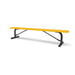 Black & Yellow Wabash Valley Signature Steel Backless Bench, Diamond, 8' Portable with braced legs, yellow seat on a black frame, plastisol-coated steel, 96 inch bench