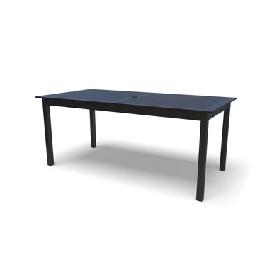 Black Yorktown 36 x 72 aluminum slat table, powder-coated aluminum, model YO2K33C, outdoor dining table for 8