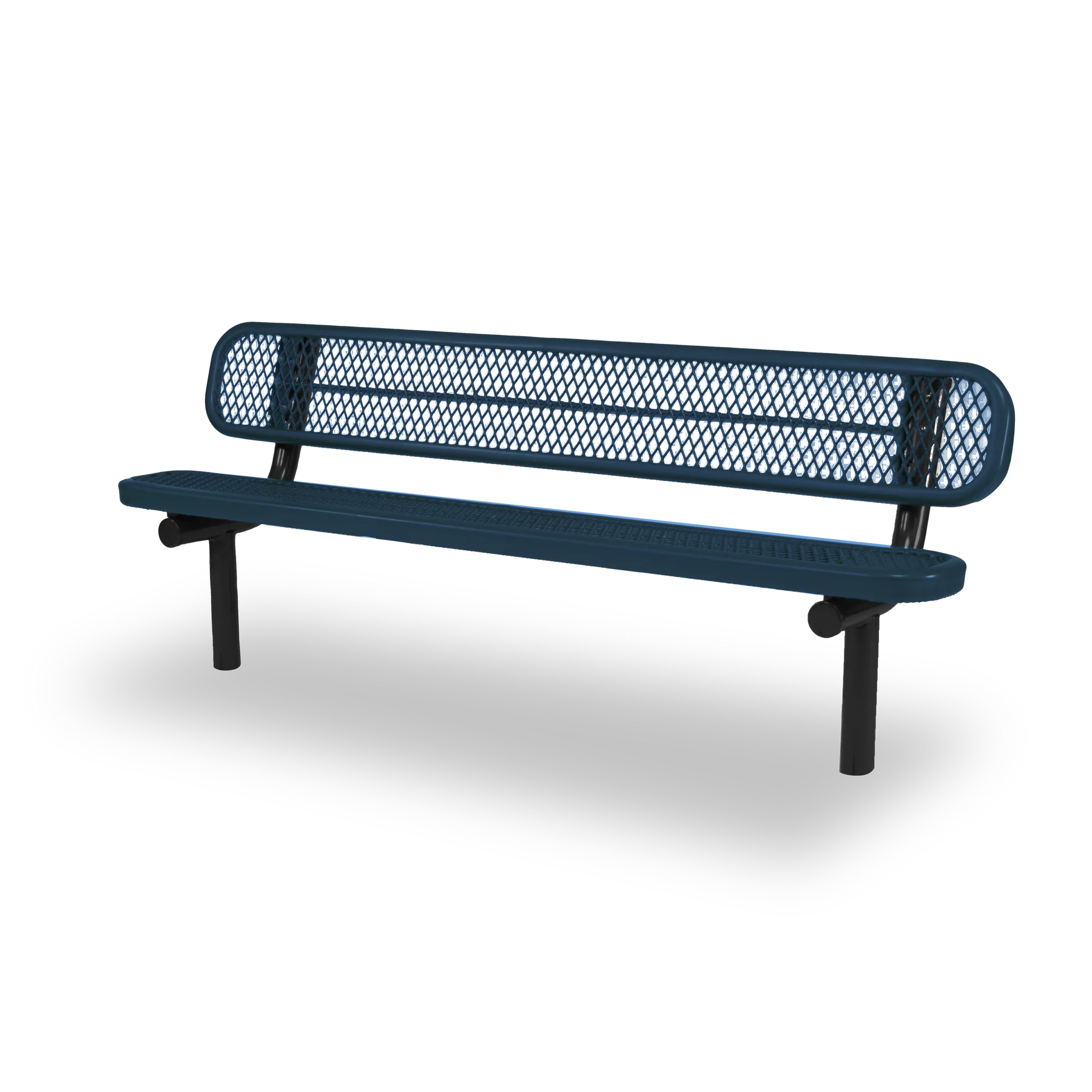 Black & Blue Wabash Valley Signature Steel Bench, Diamond seat and back, Inground legs, inground bench