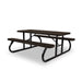 Black & Brown Wabash Valley Signature Portable Picnic Table, brown top and seats on a black frame, 6' Standard, Perforated pattern, perforated picnic table