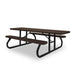 Black & Brown Wabash Valley Signature Portable Picnic Table, brown top and seats on a black frame, 8' ADA Accessible, Perforated pattern, outdoor school lunch tables