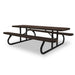 Black & Brown Wabash Valley Signature Portable Picnic Table, brown top and seats on a black frame, 8' Standard, Perforated pattern, perforated picnic table