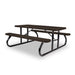 Black & Brown Wabash Valley Signature Portable Picnic Table, brown top and seats on a black frame, Standard seating, Diamond pattern, outdoor cafeteria tables