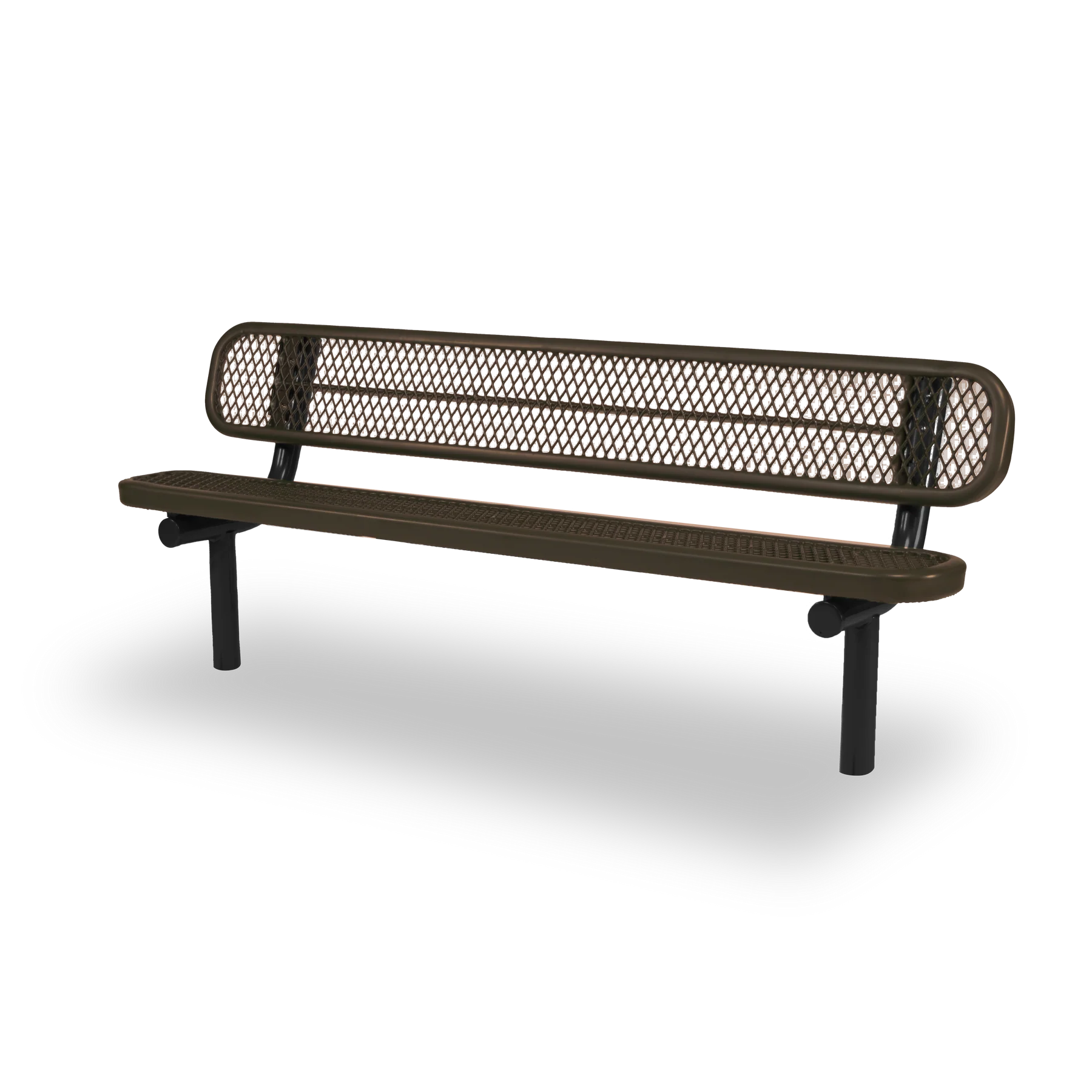 Black & Brown Wabash Valley Signature Steel Bench, Diamond seat and back, Inground legs, expanded metal bench