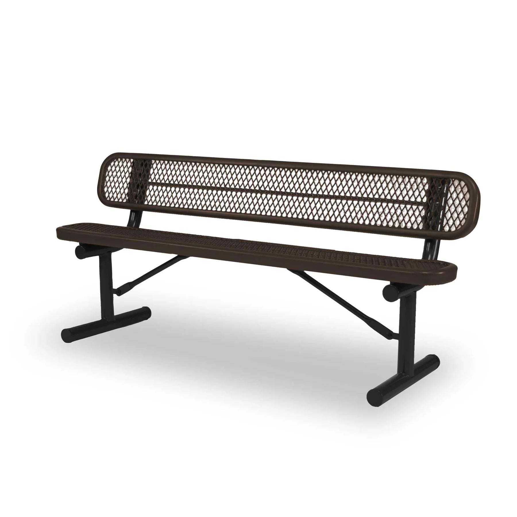 Black & Brown Wabash Valley Signature Steel Bench, Diamond seat and back, portable frame with braces, outdoor metal bench