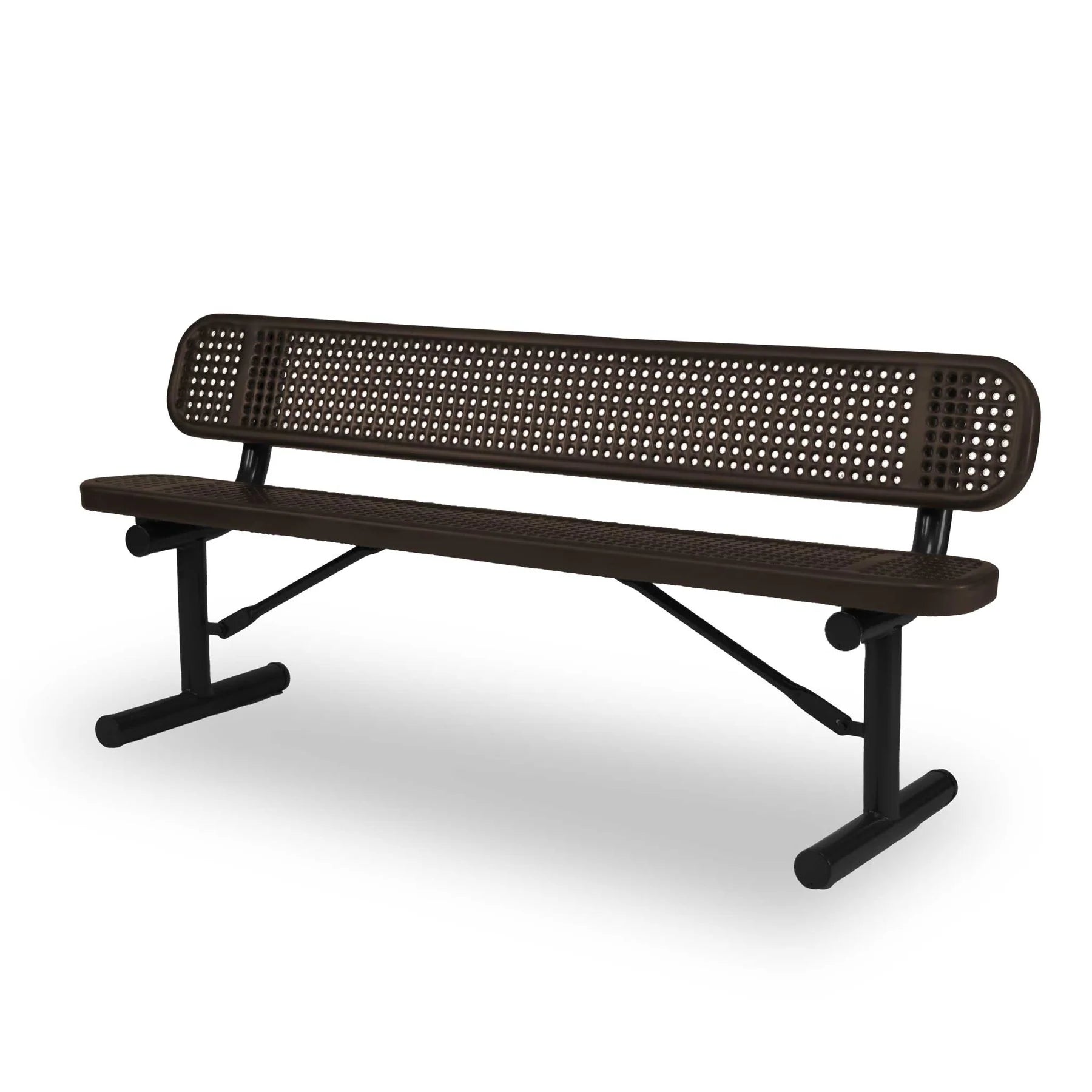 Black & Brown Wabash Valley Signature Steel Bench, Perforated seat and back, portable frame with braces, portable bench