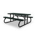 Black & Green Wabash Valley Signature Portable Picnic Table, green top and seats on a black frame, 6' Standard, Perforated pattern, outdoor school lunch tables