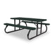 Black & Green Wabash Valley Signature Portable Picnic Table, green top and seats on a black frame, Standard seating, Diamond pattern, outdoor school lunch tables