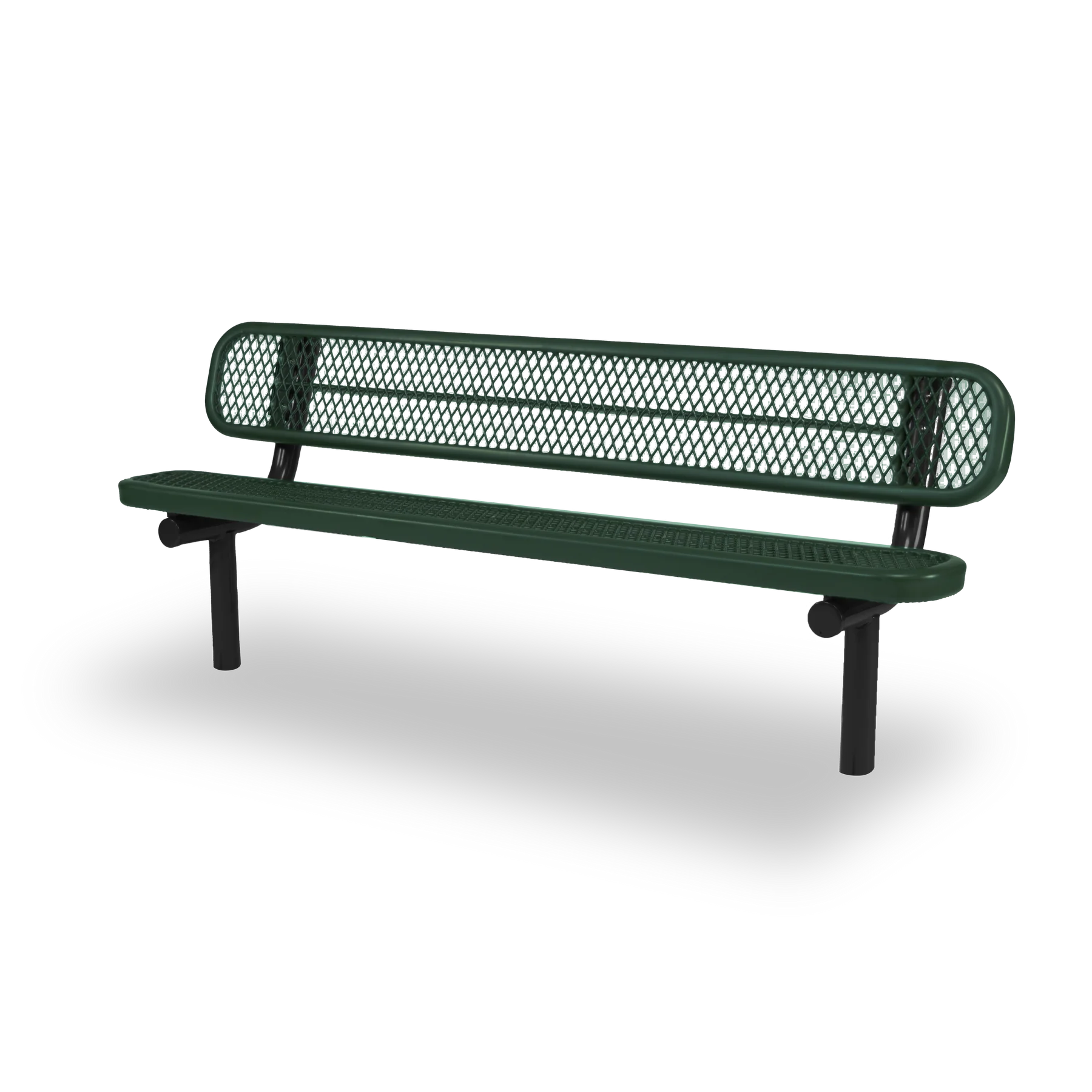 Black & Green Wabash Valley Signature Steel Bench, Diamond seat and back, Inground legs, commercial benches