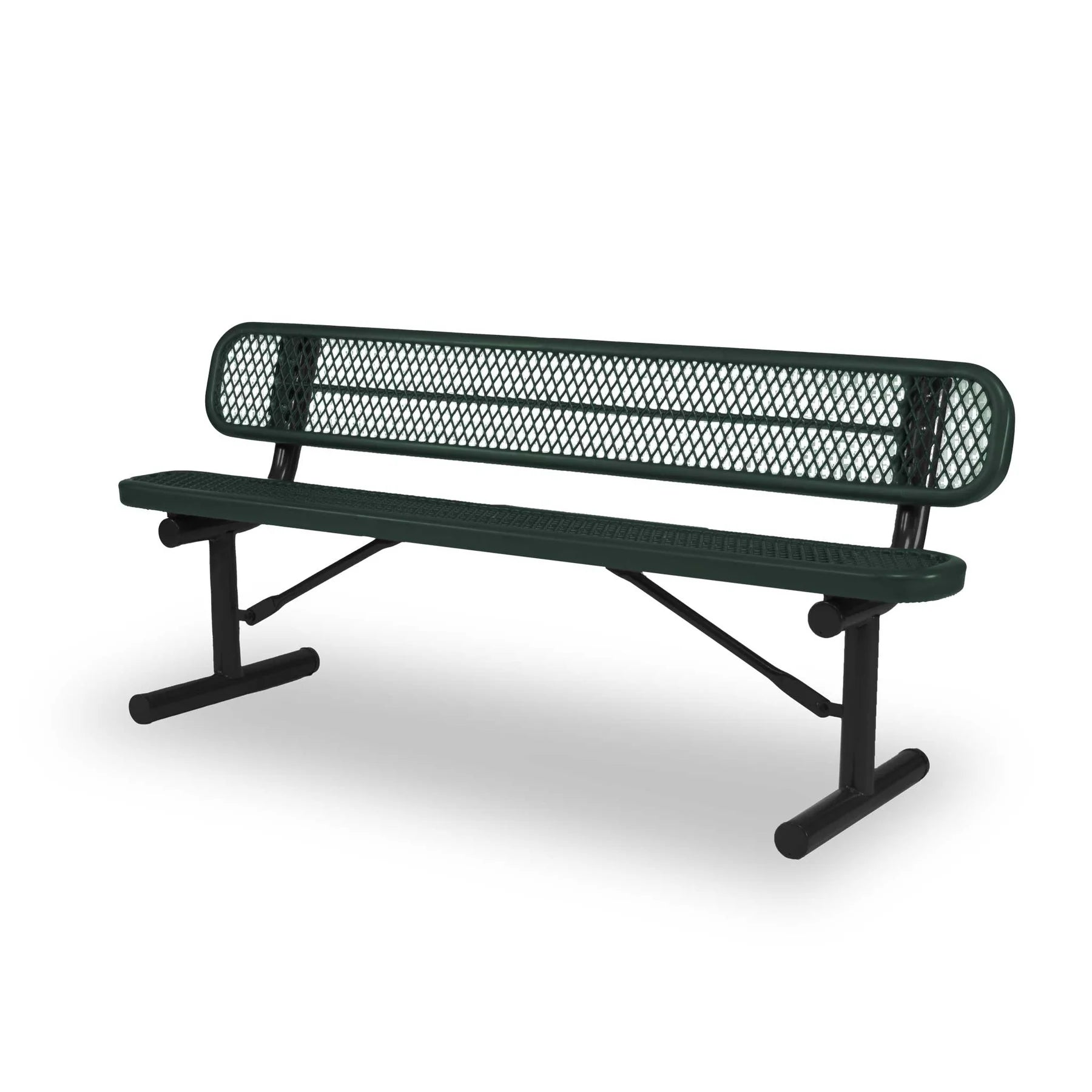 Black & Green Wabash Valley Signature Steel Bench, Diamond seat and back, portable frame with braces, commercial bench
