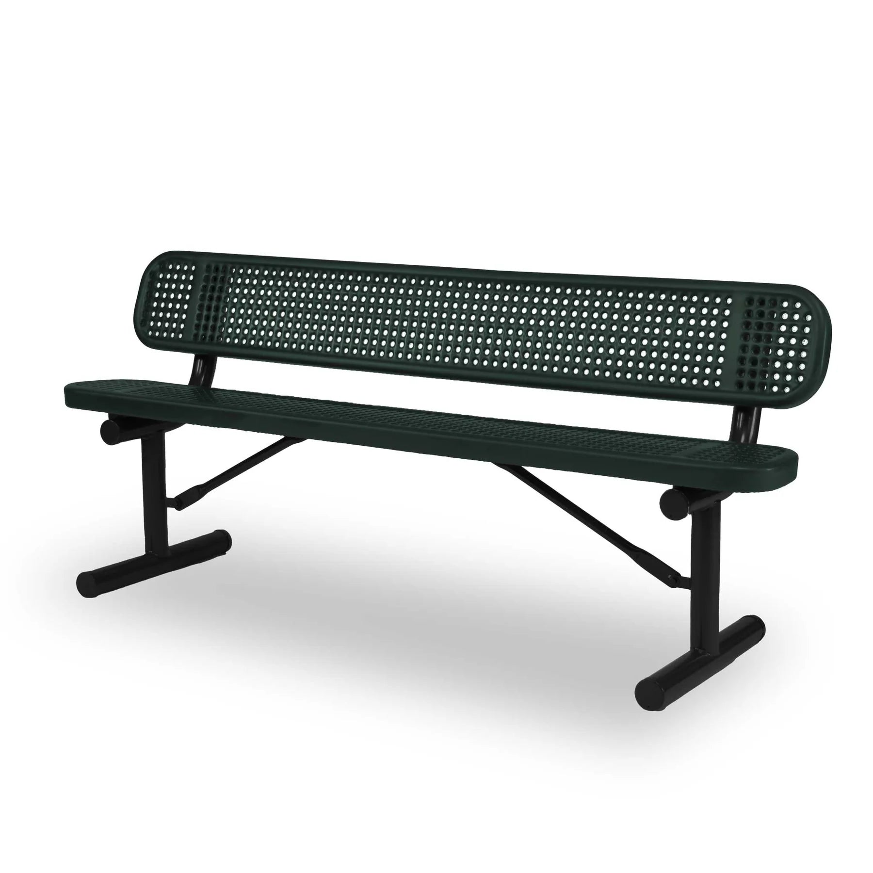 Black & Green Wabash Valley Signature Steel Bench, Perforated seat and back, portable frame with braces, portable bench